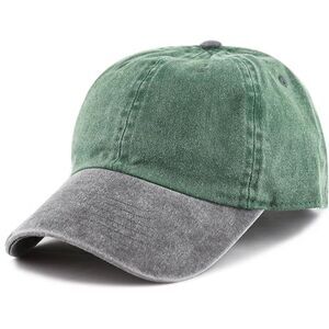 Unisex Green & Black 100% Cotton Pigment Adjustable Size Baseball Six Panel Cap